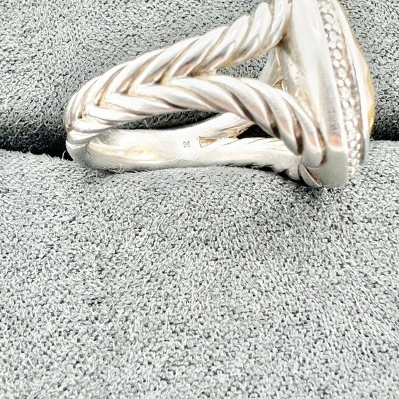 David Yurman Albion Ring w/ Citrine, Pavé White Diamonds & 18K Yellow Gold Sz. 5 - Picture 12 of 13